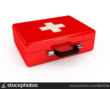 Red medical case over white background. computer generated image