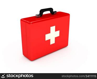 Red medical case over white background. computer generated image