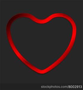 Red metal glow heart on dark background