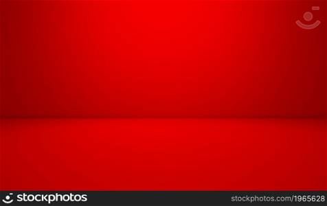 Red modern empty studio room, 3d render interior design, mock up abstract illustration