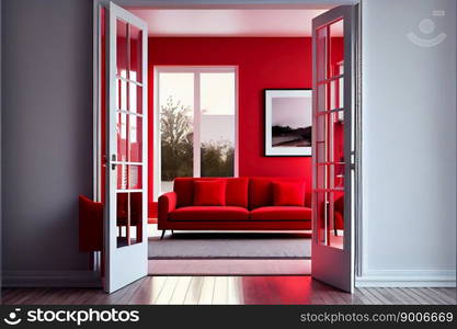 Red modern interior style. Generative AI
