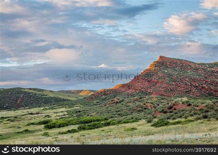 Red Mountain Open Space in northern Colorado near Fort Collins, summer scenery at sunset