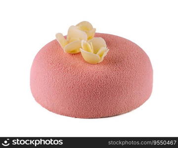 Red Mousse cake on white background