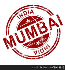 Red Mumbai stamp with white background, 3D rendering