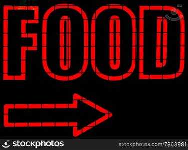 Red Neon Food Sign with Arrow