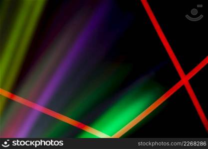 red neon lines colorful laser light dark background