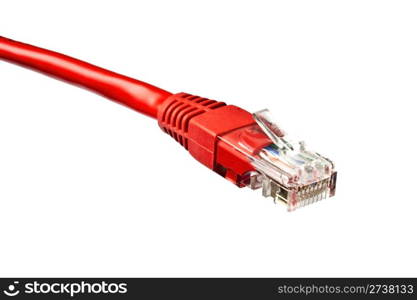 Red network plug isolated on white background