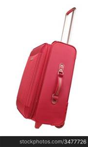 red new suitcase isolated on the white background