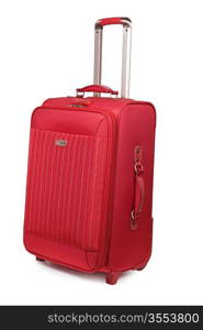 red new suitcase isolated on the white background