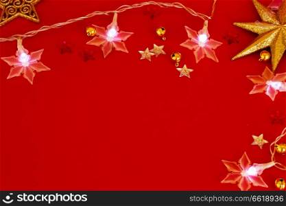 red new year background with stars light