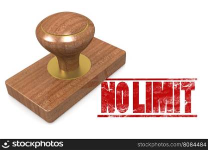 Red no limit wooded seal stamp, 3D rendering