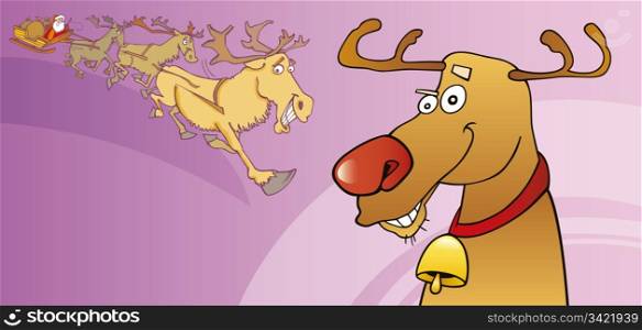 Red nose reindeer christmas card design
