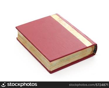 Red note book on white background.