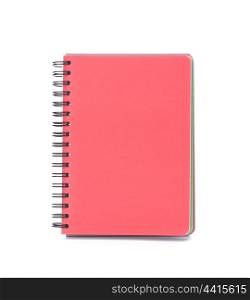 Red notebook isolated on white background cutout