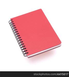 Red notebook isolated on white background cutout