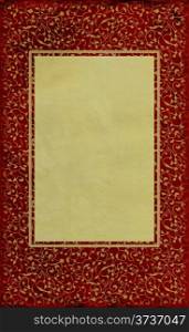 red old paper with golden frame