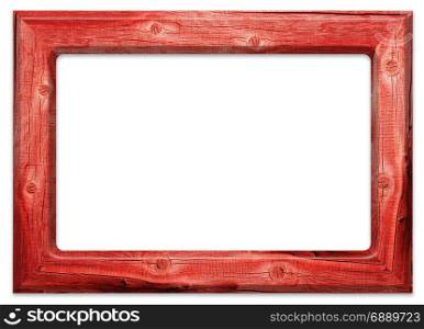 Red old wooden frame