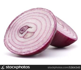 red onion bulb half isolated on white background cutout