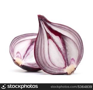 red onion bulb half isolated on white background cutout