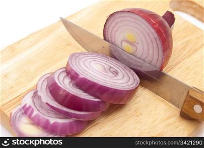 Red onion with knife