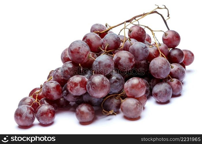 red or pink organic grapes isolated on white background. red or pink grapes isolated on white