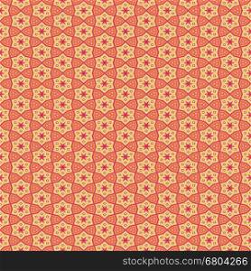 Red orange abstract kaleidoscope mosaic with star shapes.
