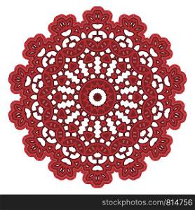 Red Ornamental Line Pattern. Round Texture. Oriental Geometric Ornament.. Red Ornamental Line Pattern. Round Texture. Oriental Geometric Ornament