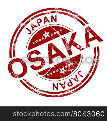 Red Osaka stamp with white background, 3D rendering