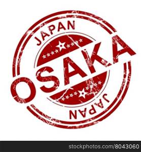 Red Osaka stamp with white background, 3D rendering