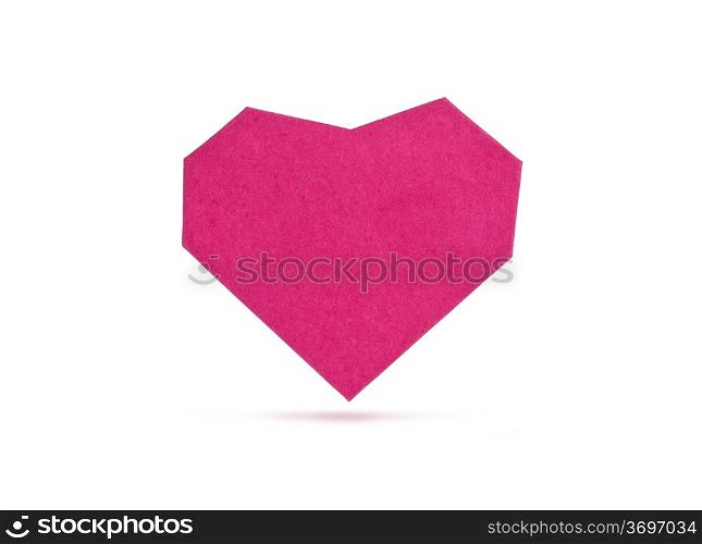 Red paper heart isolated on white