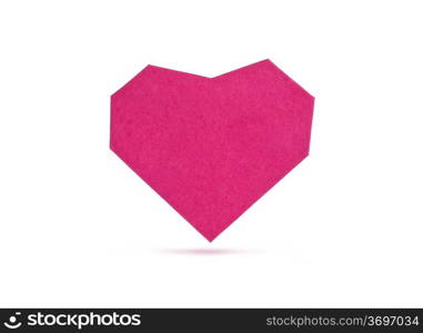 Red paper heart isolated on white