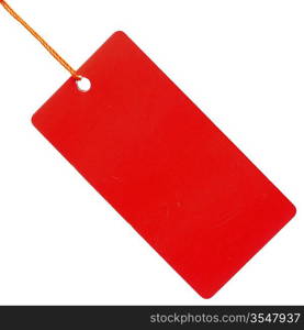 Red paper tag isolated on white background