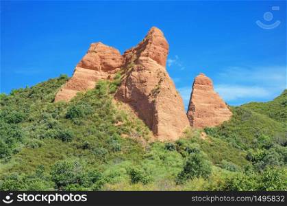 Red Peaks in Las Medulas, ancient roman mines in Leon, Spain.