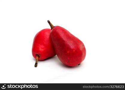 Red Pear. Two red pears with a small amount of shadow isolated on a white background