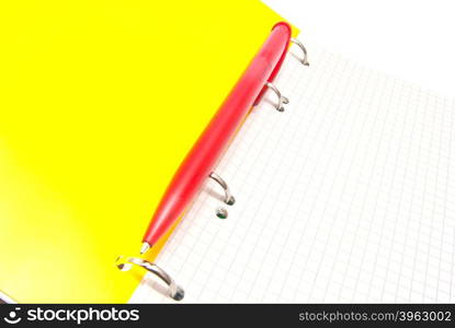 red pen on notebook on white