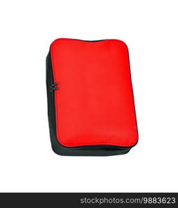 red pencil-case isolated on white background. red pencil-case