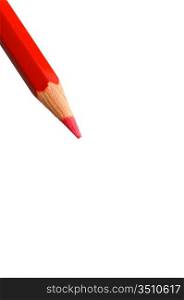 Red pencil in diagonal on a white background