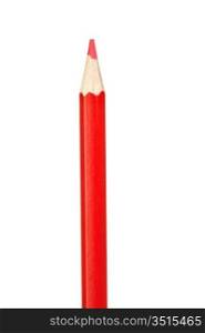 Red pencil vertically isolated on white background