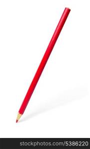 Red pencil with shadow isolated on white
