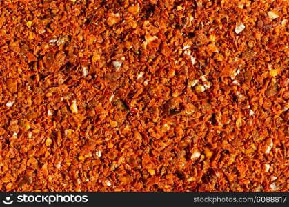 Red pepper and other spices arranged as background