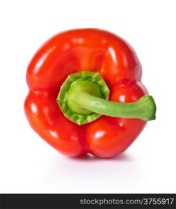 Red pepper isolated on white background, fresh vegetable, top view