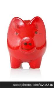 red piggy bank isolated on white background