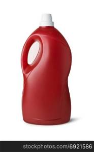 Red plastic bottle on white background. With clipping path. Red plastic bottle