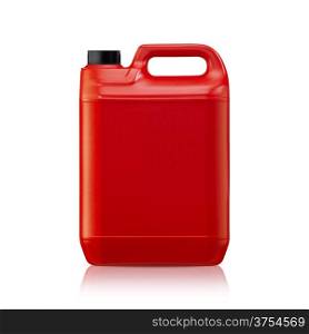 Red plastic gallon, jerry can isolated on a white background. (with clipping work path)