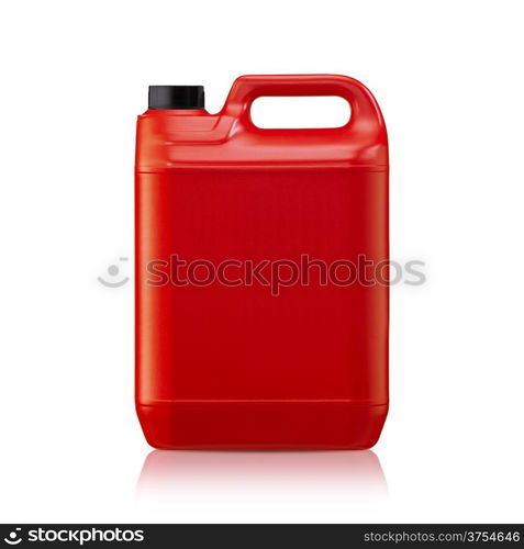 Red plastic gallon, jerry can isolated on a white background. (with clipping work path)