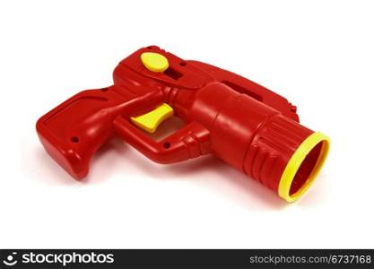 red plastic gun isolated on white background