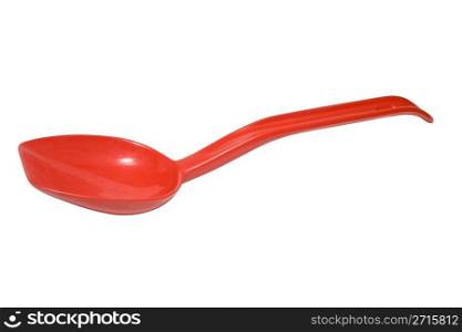 Red plastic ladle isolated on a white background with clipping path