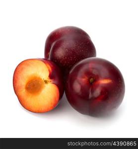 Red plum fruit isolated on white background
