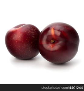 Red plum fruit isolated on white background