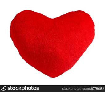 Red plush heart white isolated